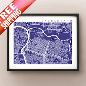 Sacramento Map Art - California Poster Print