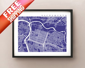 Sacramento Map Art - California Poster Print