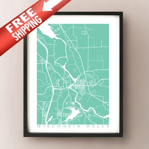 Wisconsin Dells, WI Map Print - Wisconsin Poster