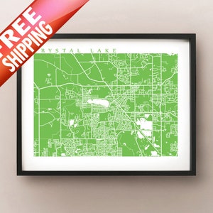 Impressão do mapa da cidade de Crystal Lake, IL