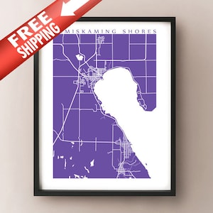 Temiskaming Shores, ON Map - New Liskeard, Haileybury, Dymond, Ontario Print