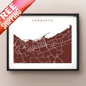 Sorrento Map Print - Campania Home Decor - Italie Modern Abstract City Maps - Italian Wall Art - Sorrento Italie Affiche