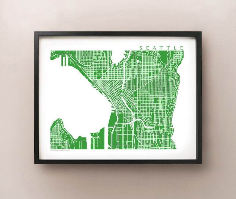 Seattle Map Print - Washington Poster - Etsy