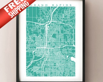 Grand Rapids Map Print - Michigan Poster