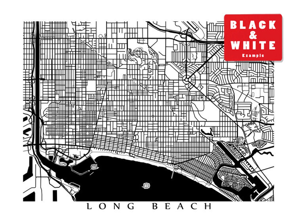 Long Beach Map - Etsy Canada