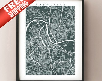 Nashville Map Print - Davidson County, Tennessee Poster Art