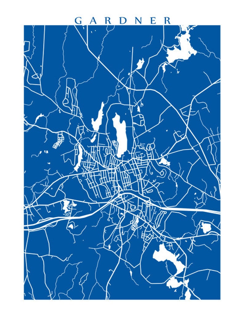 Gardner MA Map Print Massachusetts City Art Etsy