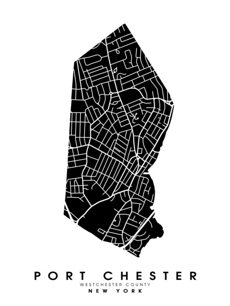 Port Chester NY City Limits Map Print Etsy