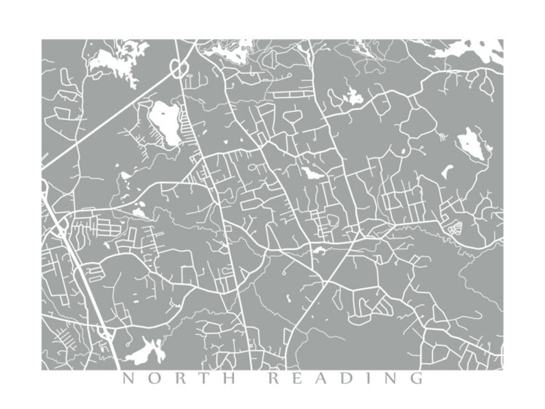 North Reading Massachusetts Map Print Etsy
