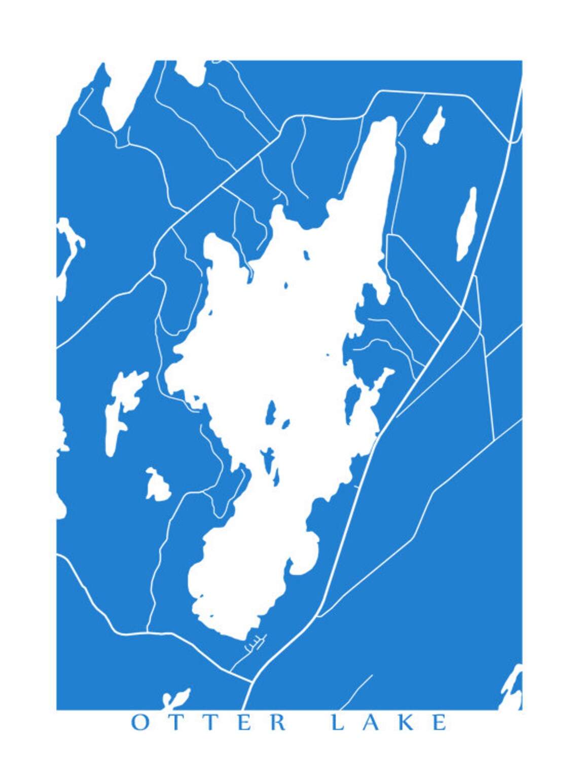 Otter Lake Map Rideau Lakes Ontario Print Etsy