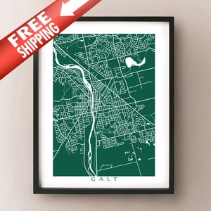 Galt, Cambridge Map Print - Arte del cartel de Ontario
