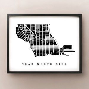 In de buurt van North Side Map - Chicago Buurt Art Print
