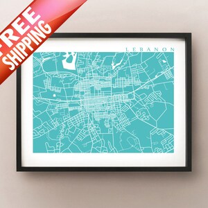 Libanon, PA Kaart - Pennsylvania Poster