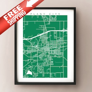 Impression de carte de ville de plante - affiche de la Floride