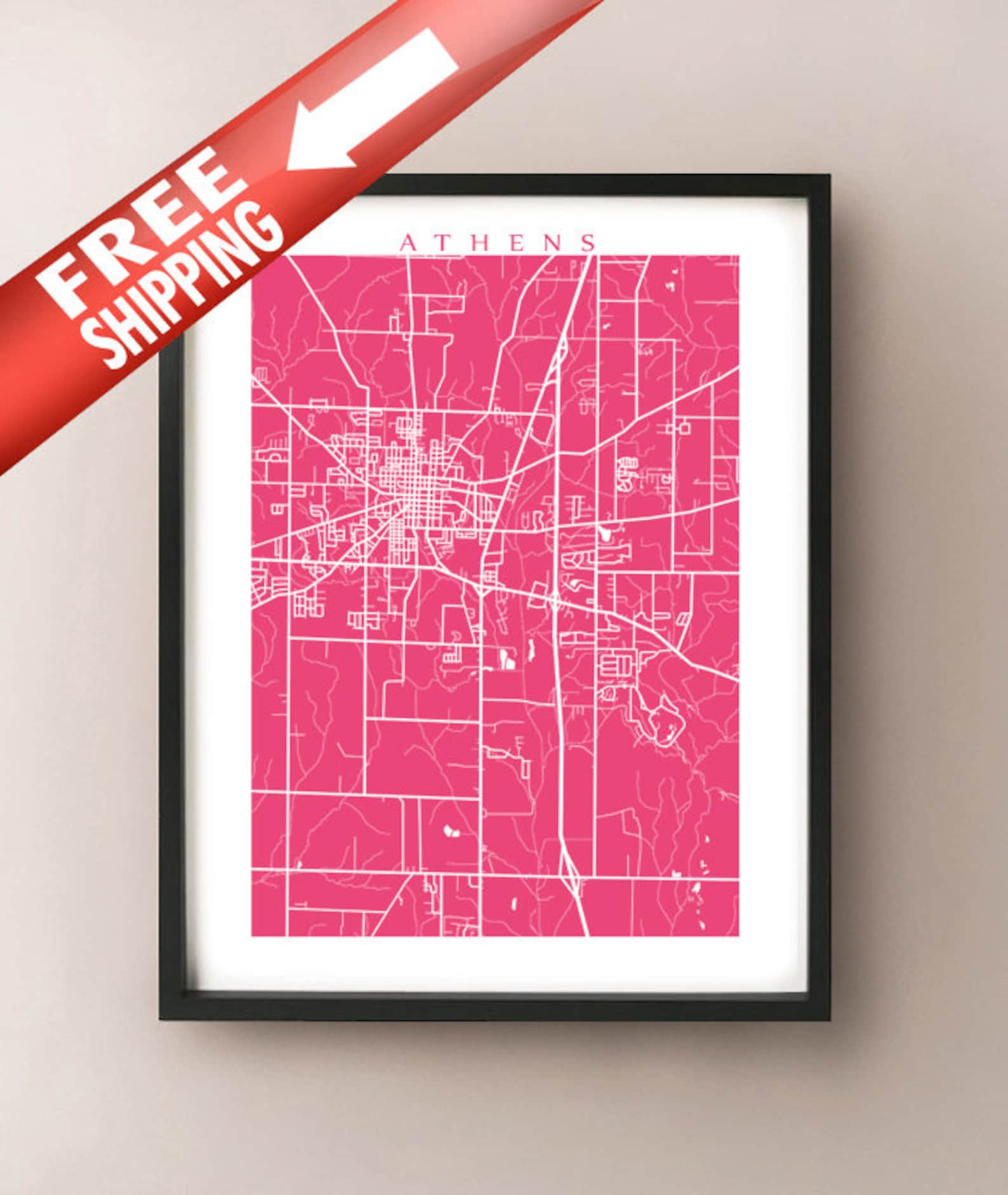 Athens AL Map Print Alabama Poster Etsy