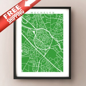 Mechelen Map Print - Malines, Bélgica Cartel