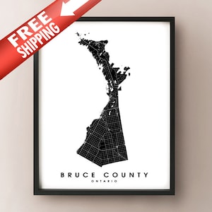 Bruce County, ON - City Limits Kaart Afdrukken