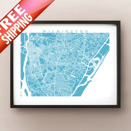 Wilmington North Carolina Skyline Art Print Poster NC Item Etsy