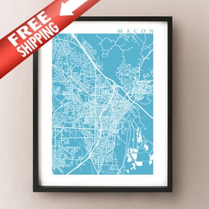Macon Map Print - Cartel de Georgia - Macon GA Home Decor - Elige tu tamaño y color