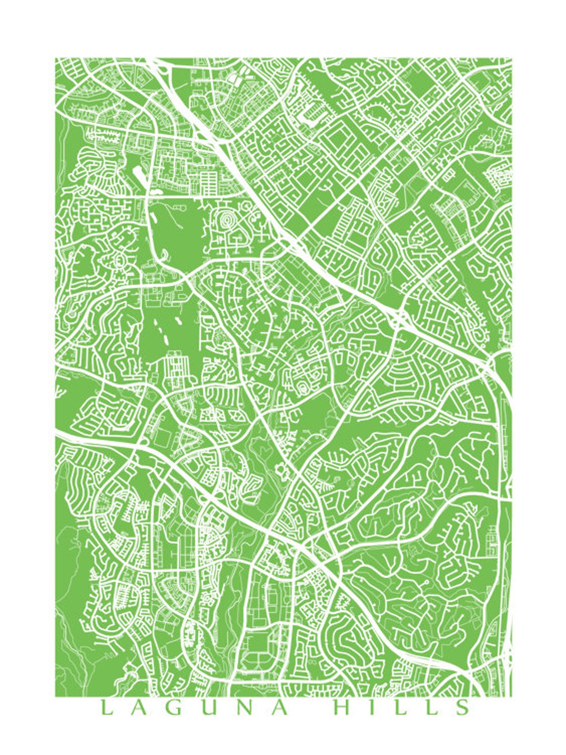Laguna Hills Map California Poster Print Etsy