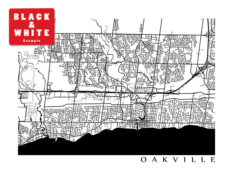 Oakville Map Print Ontario Art Poster Etsy Canada