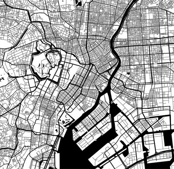 Tokyo Map Print - Black and White - Etsy