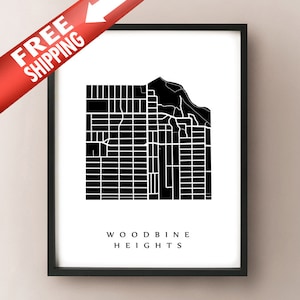 Woodbine Heights Carte - East York, Toronto Neighbourhood Art Print