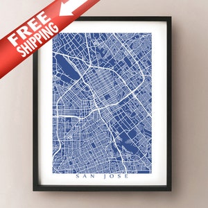 San Jose Karte Print - Kalifornien Poster