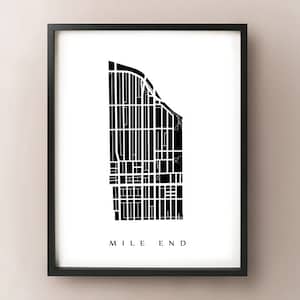 Mile End Karte - Montreal Nachbarschaft Kunstdruck