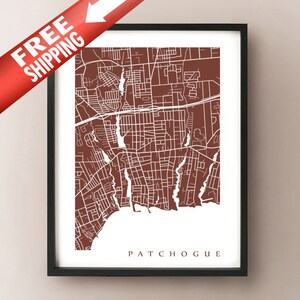 Impressão de mapa de Patchogue, NY - Long Island - Nova York