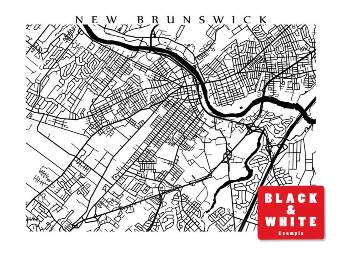 New Brunswick NJ Map Art New Jersey Poster Print | Etsy