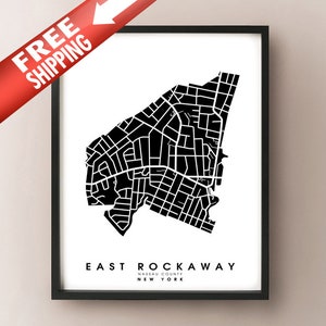 East Rockaway, NY - Impresión del mapa de límites de la ciudad