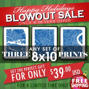 Drei 20x25 Prints für 39 usd - Weihnachts SALE - Wählen Sie drei beliebige 20 x 25 cm - Rabatt bei Mehrfachbestellung - Map Art Decor