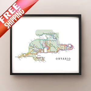 Ontario Metro Metro Kaart Art Print