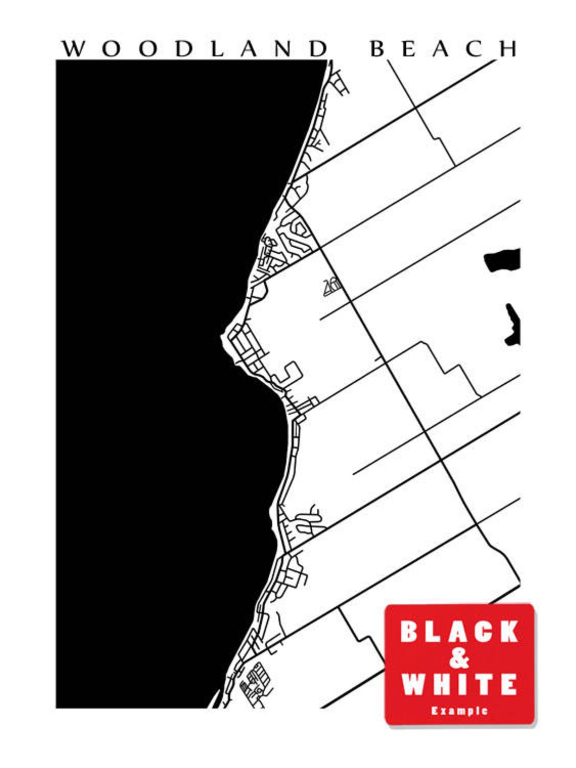 Woodland Beach Map Print Wasaga Ontario Art Canada Poster Etsy