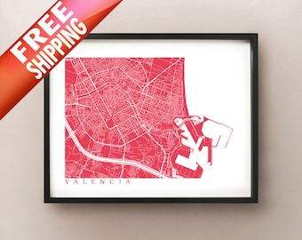 Valencia Map Print - Spain Poster