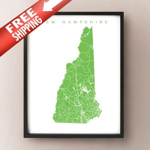 Impression de carte d'état du New Hampshire