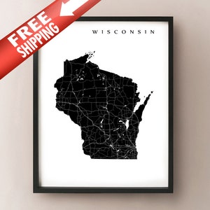 Impression de carte du Wisconsin