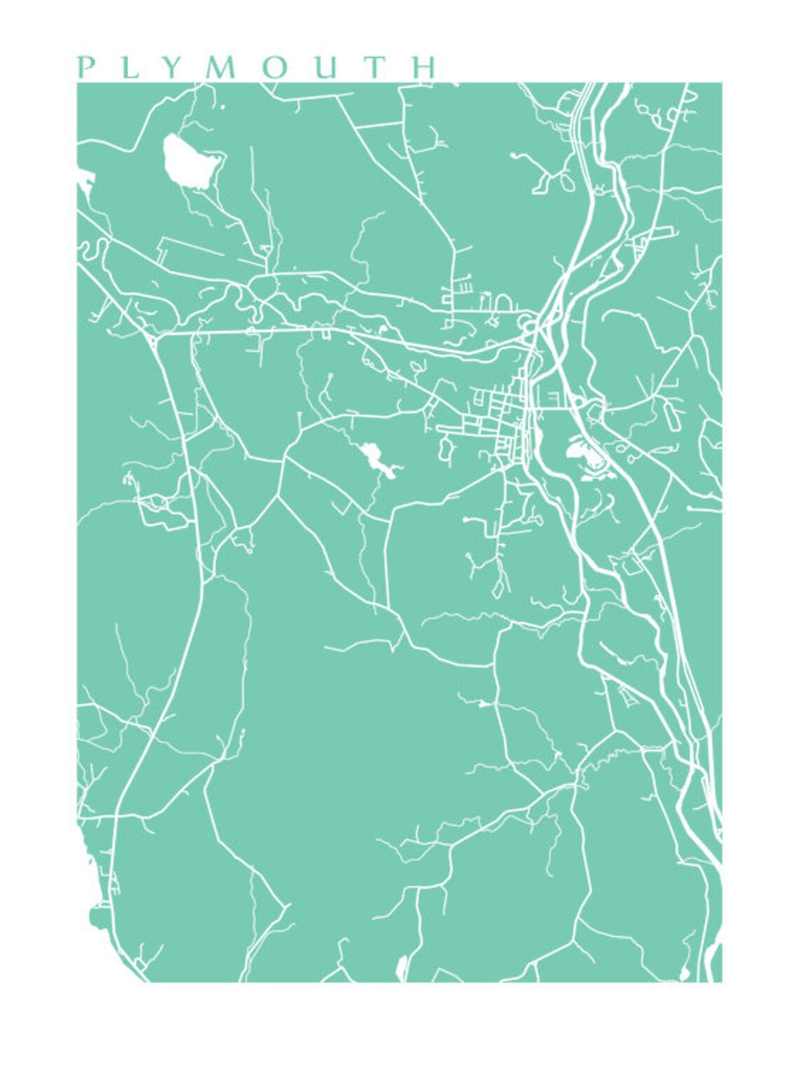 Plymouth NH Map Print New Hampshire Poster Etsy