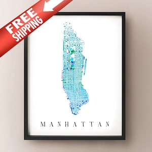 Manhattan Colored Art Map - New York City Neighborhood - NYC, Central Park