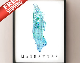 Manhattan Colored Art Map - New York City Neighborhood - NYC, Central Park