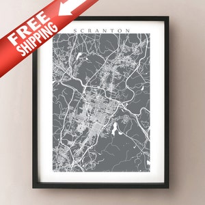 Carte de Scranton - Affiche de Pennsylvanie