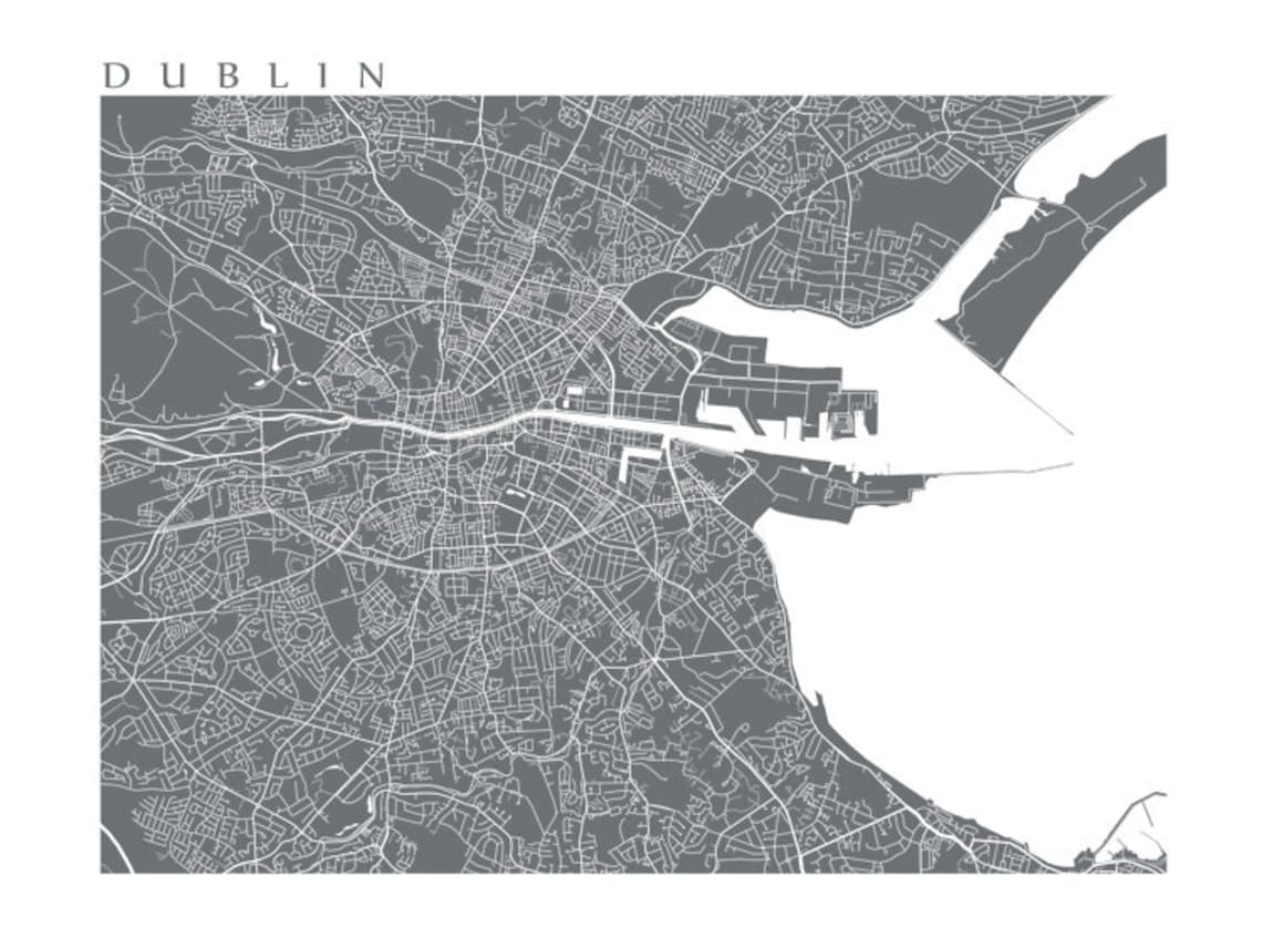 Dublin Map Art Print Ireland Poster Choose Your Color and - Etsy