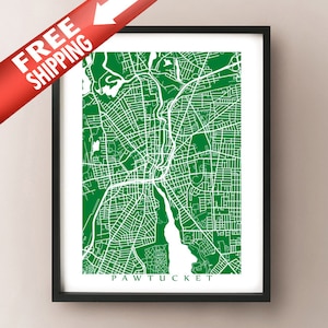 Pawtucket Map Print - Rhode Island Poster