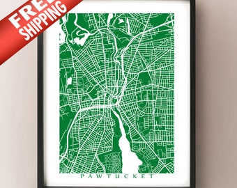 Pawtucket Map Print - Rhode Island Poster