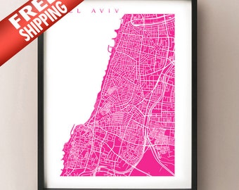 Tel Aviv Map Art Print - Israel Poster