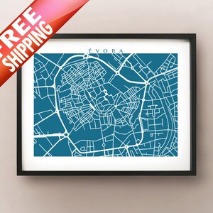 Évora Kaart print - Portugal Art Poster