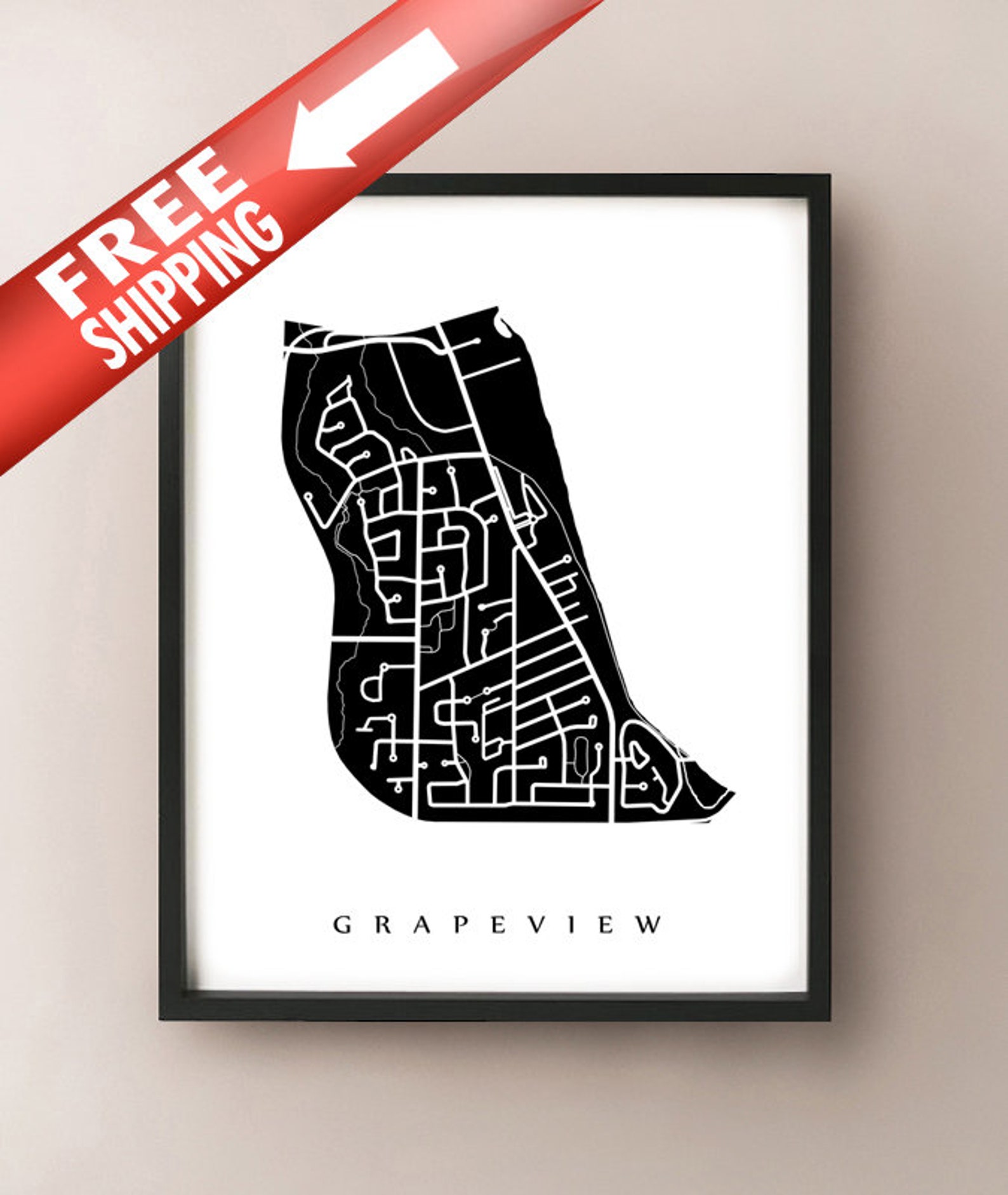 Grapeview Map St. Catharines ON Neighbourhood Art Print Etsy