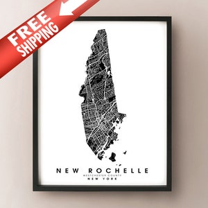 New Rochelle, NY - City Limits Karte Druck