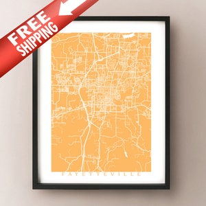 Fayetteville kaart afdrukken-Arkansas poster